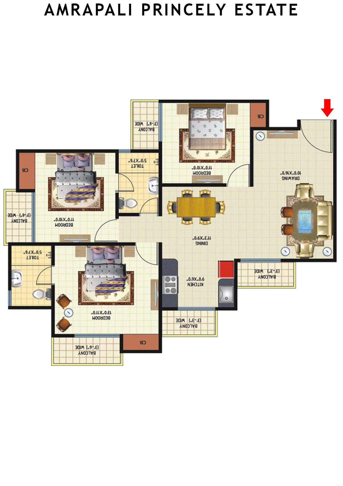 Amrapali Princely Estate Tower C Unit 4 Floor Plan