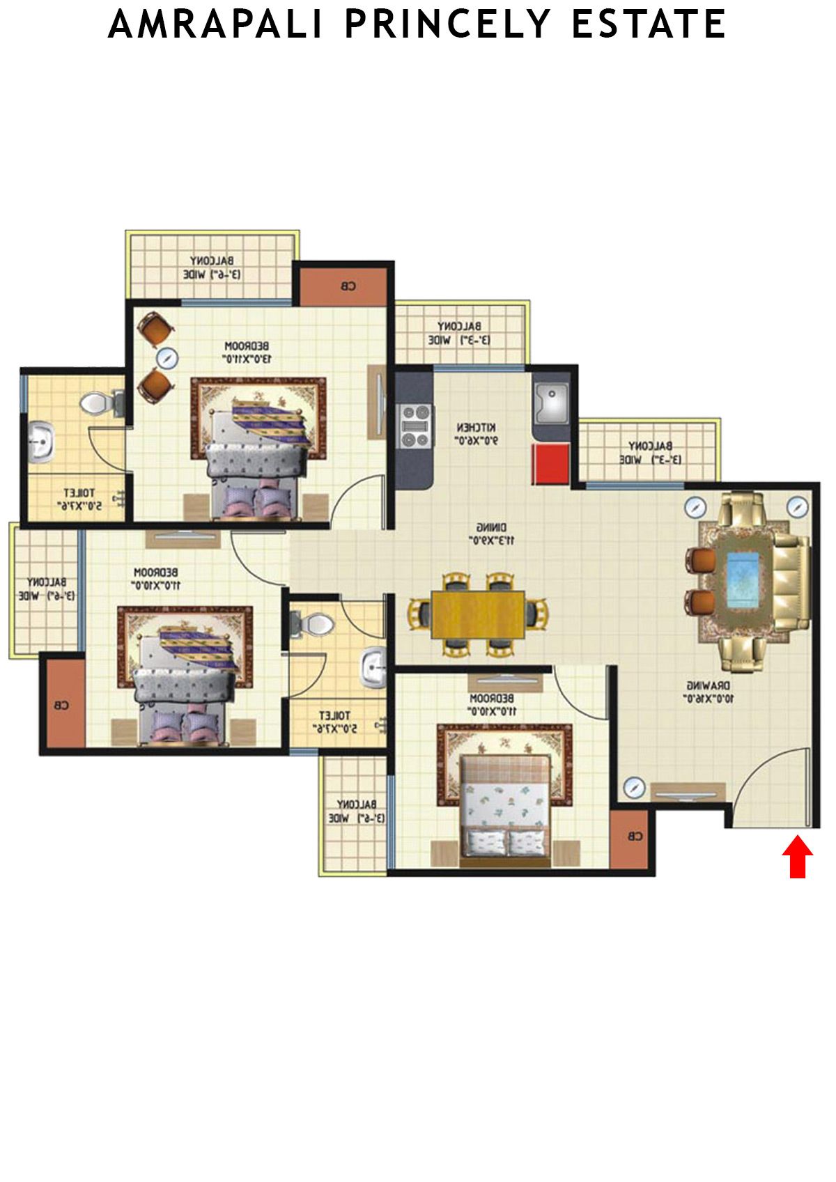 Amrapali Princely Estate Tower C Unit 5 Floor Plan