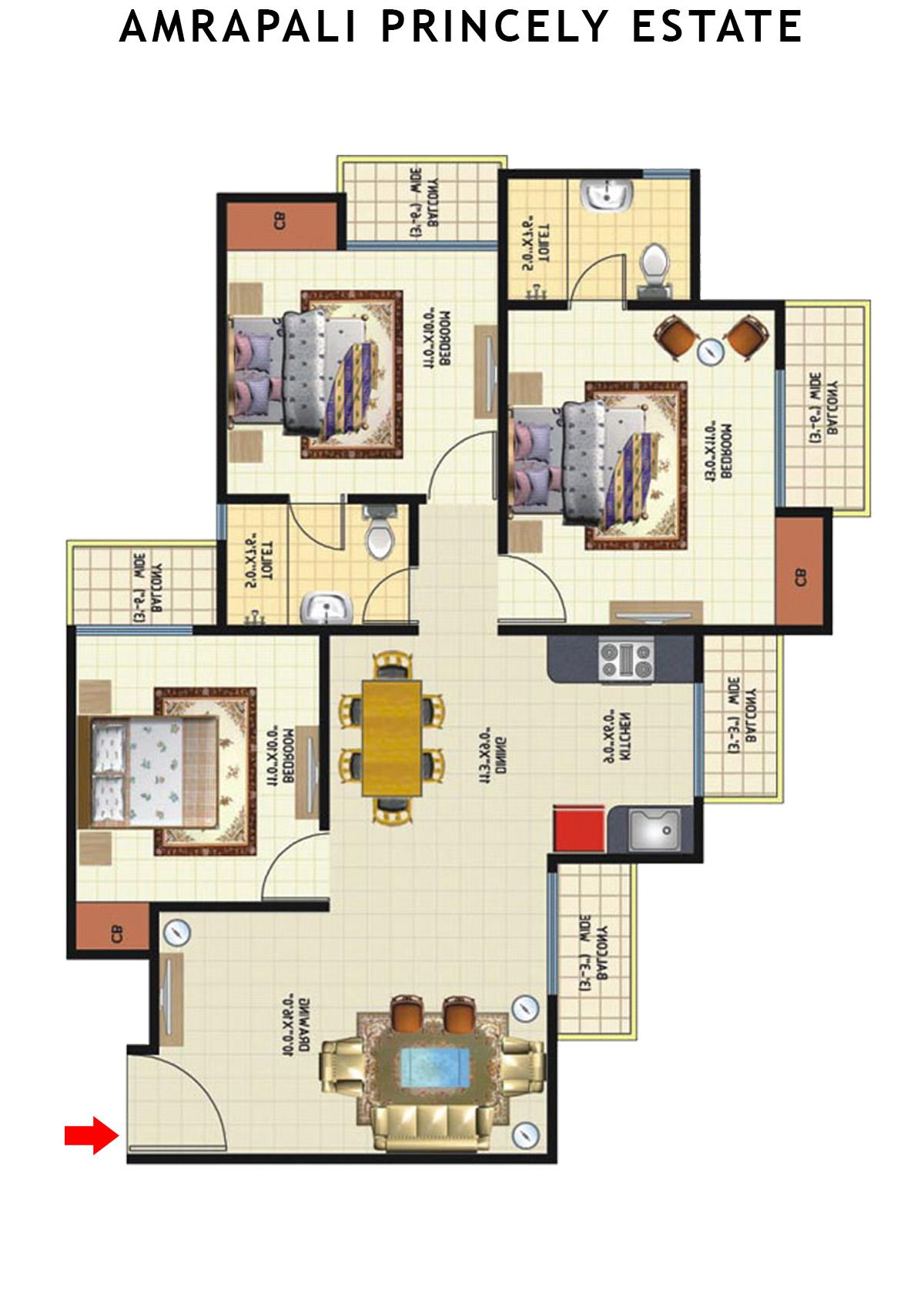 Amrapali Princely Estate Tower E Unit 7 Floor Plan