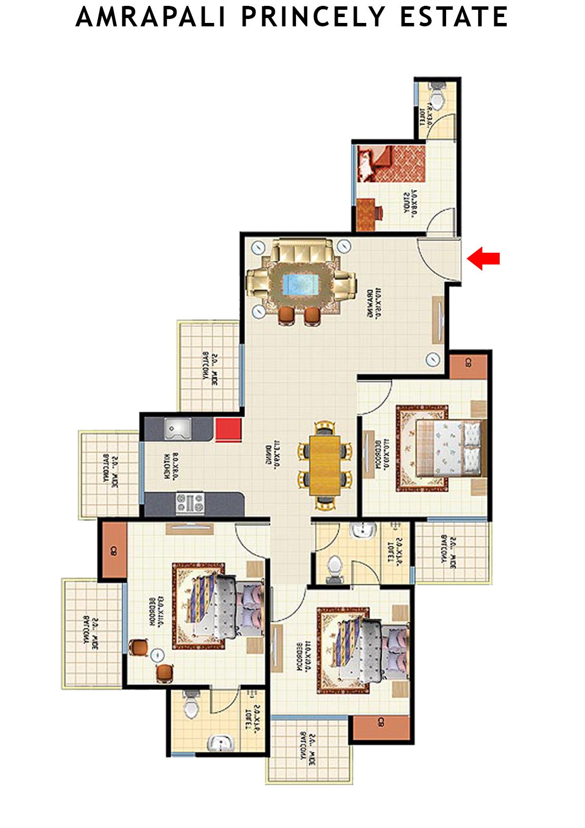 Amrapali Princely Estate Tower F Unit 1 Floor Plan