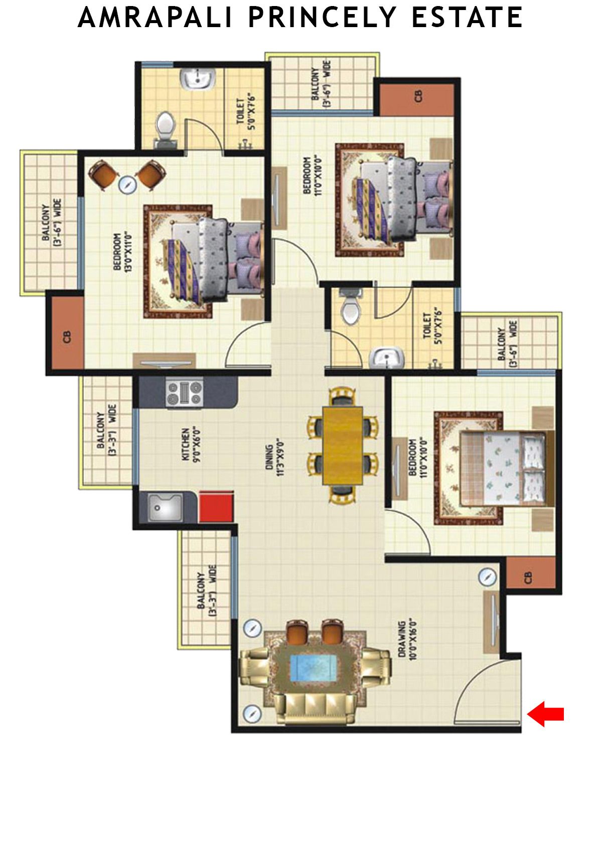 Amrapali Princely Estate Tower F Unit 4 Floor Plan