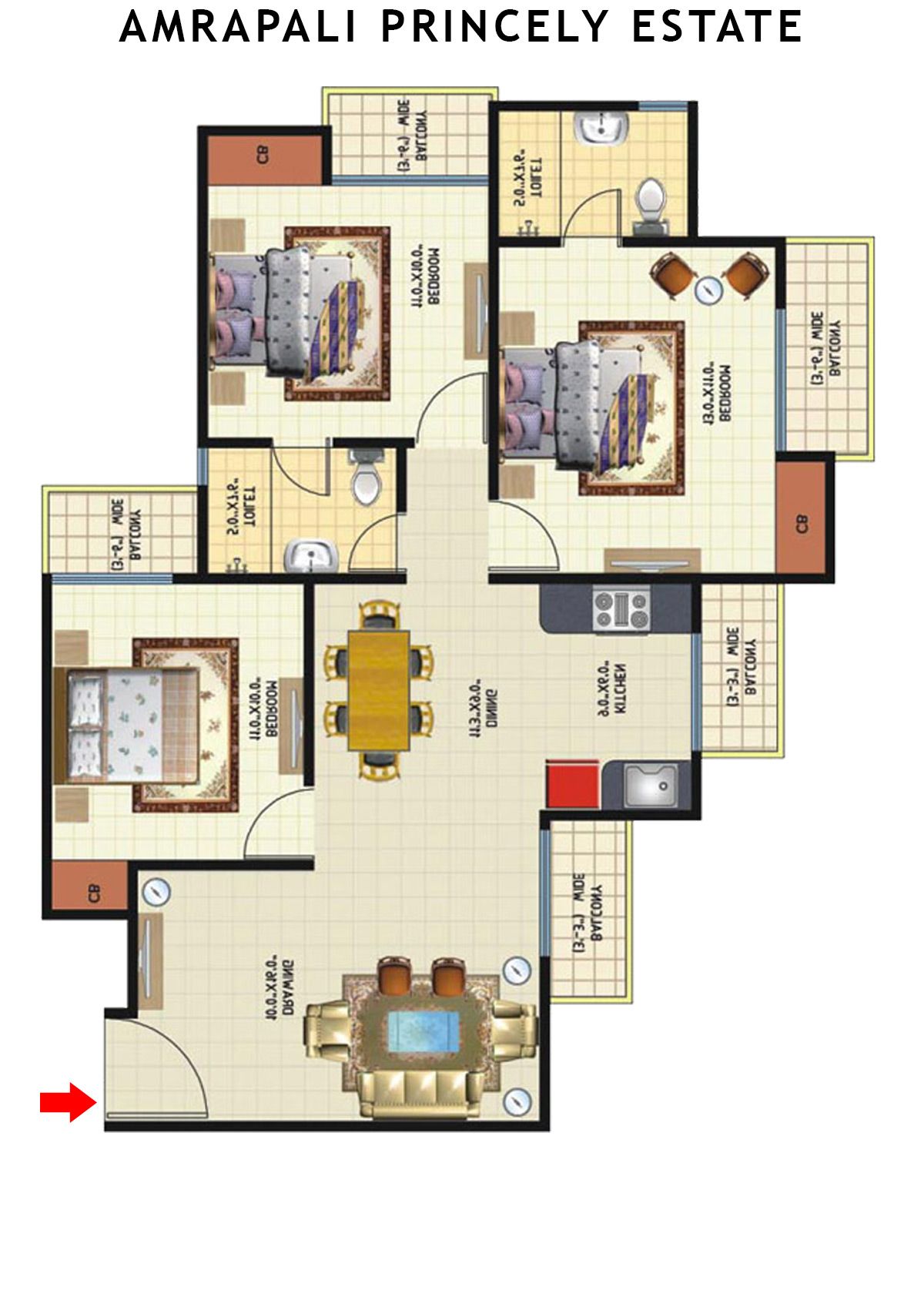 Amrapali Princely Estate Tower F Unit 5 Floor Plan