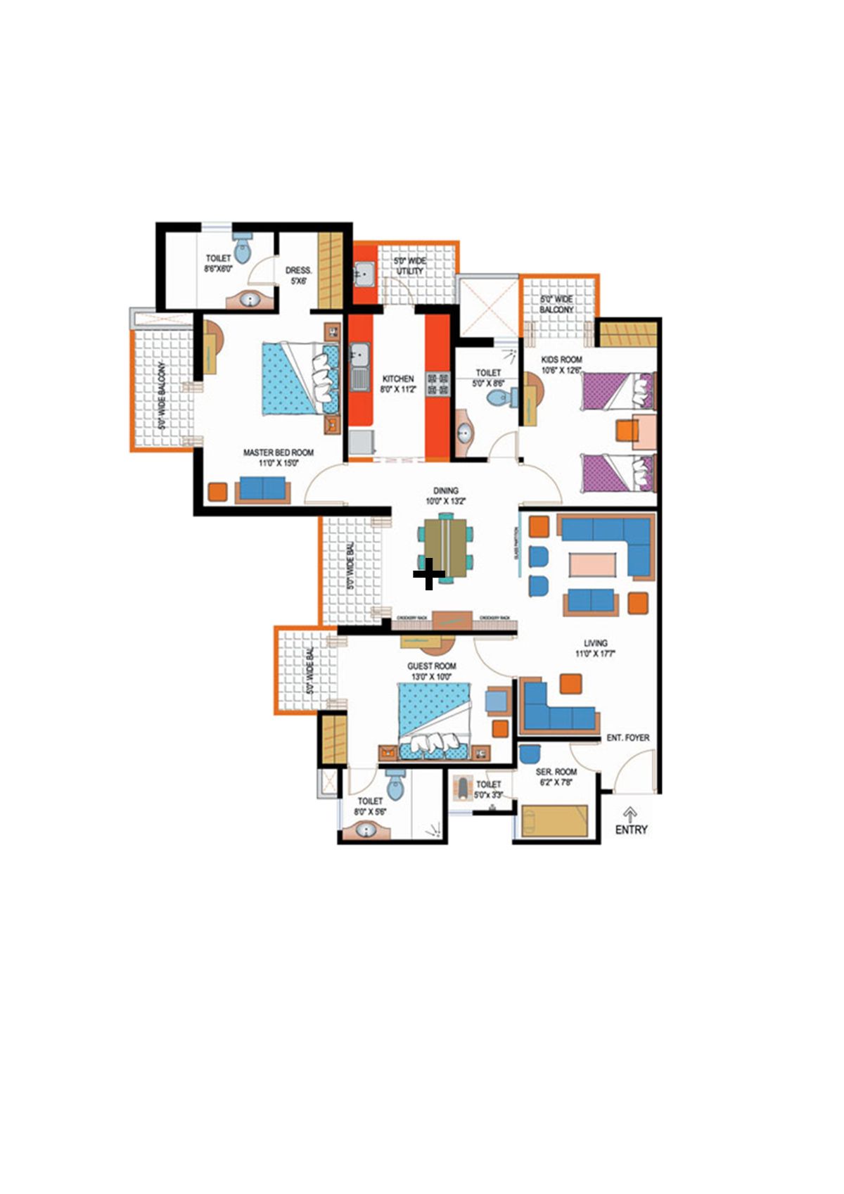 Amrapali Sapphire Tower B Unit 2 Floor Plan