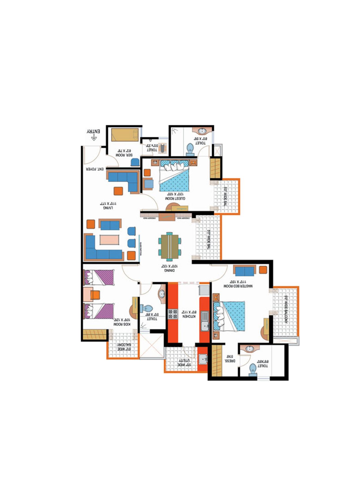 Amrapali Sapphire Tower C Unit 1 Floor Plan