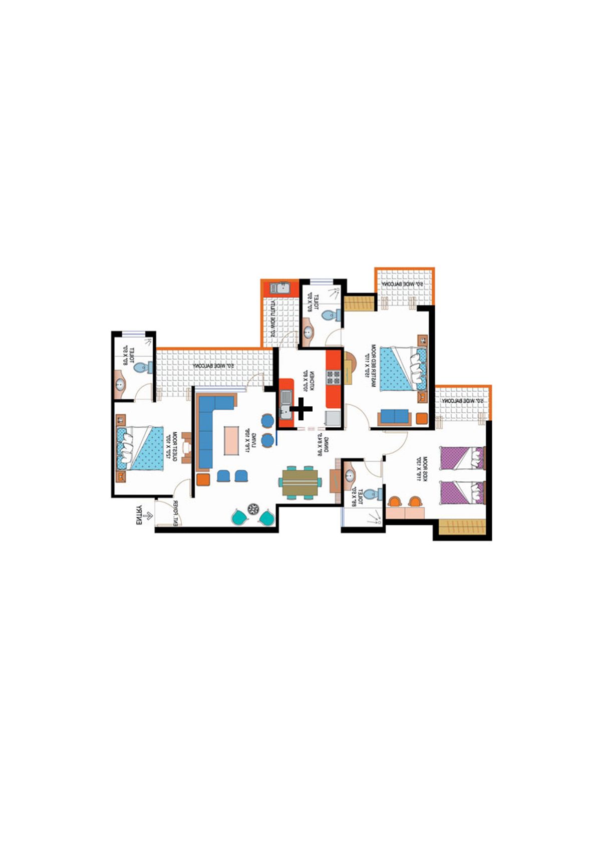 Amrapali Sapphire Tower E Unit 5 Floor Plan