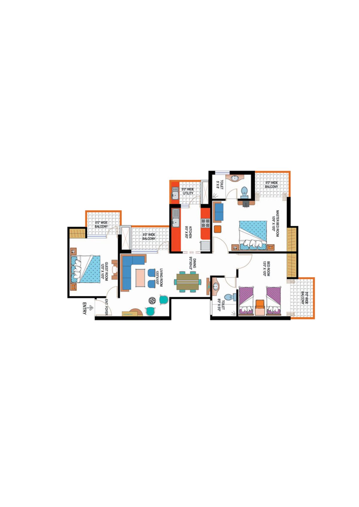 Amrapali Sapphire Tower H Unit 3 Floor Plan