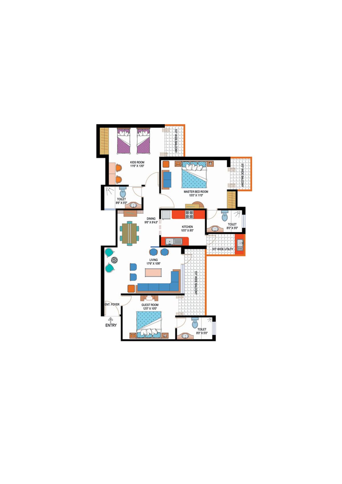Amrapali Sapphire Tower K Unit 5 Floor Plan