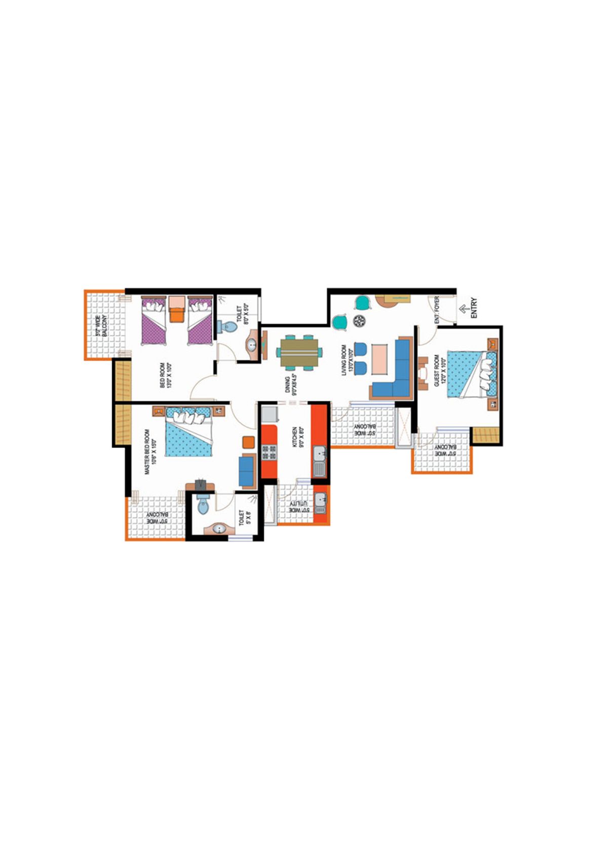 Amrapali Sapphire Tower L Unit 3 Floor Plan