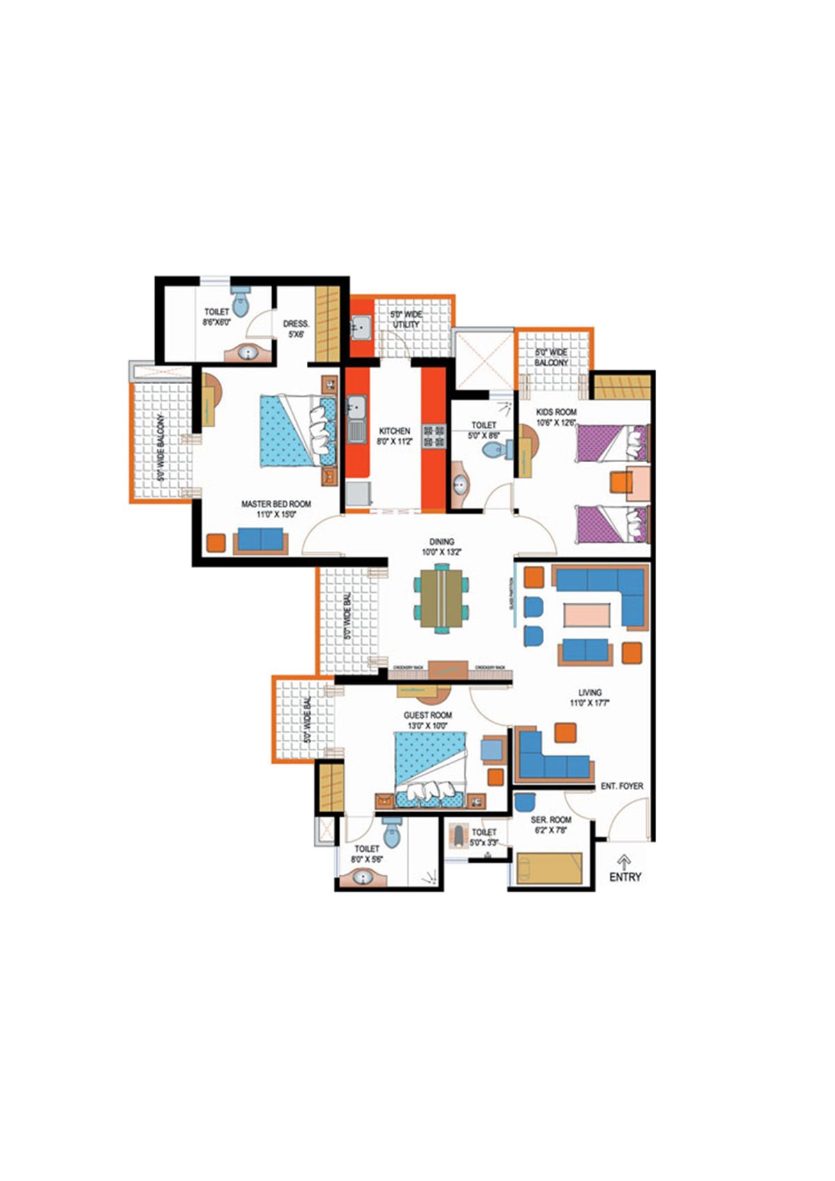 Amrapali Sapphire Tower O Unit 2 Floor Plan