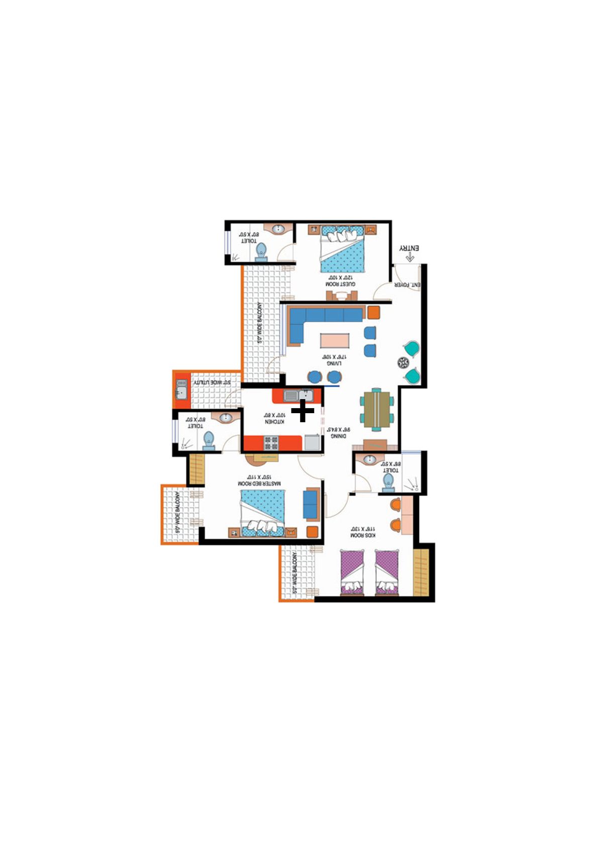 Amrapali Sapphire Tower O Unit 5 Floor Plan