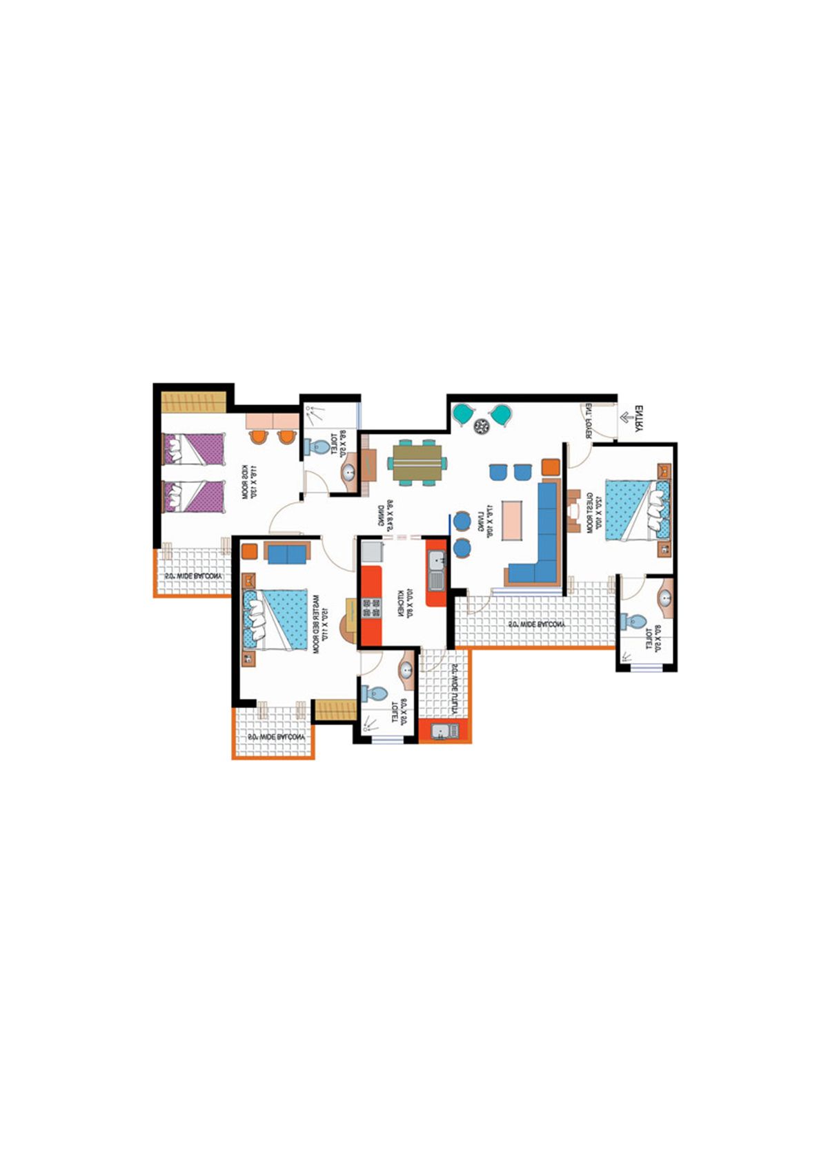 Amrapali Sapphire Tower T Unit 1 Floor Plan