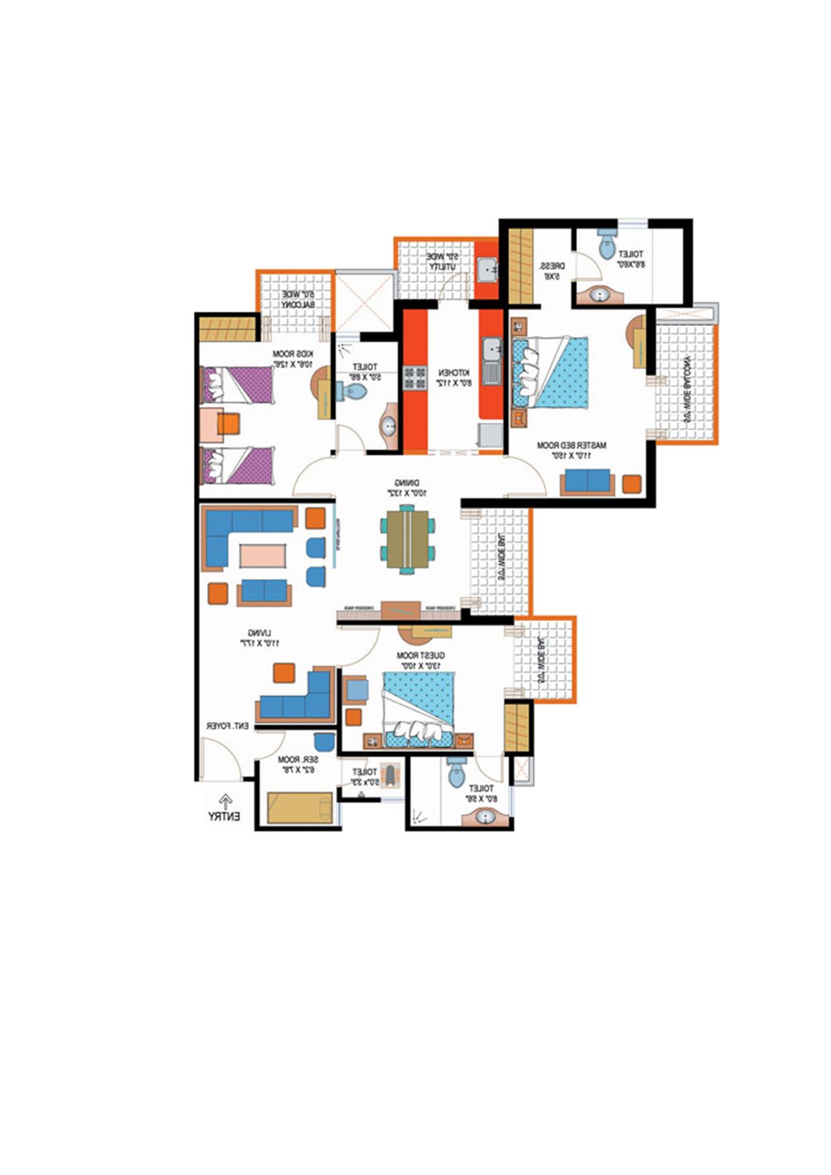 Amrapali Sapphire Tower U Unit 2 Floor Plan