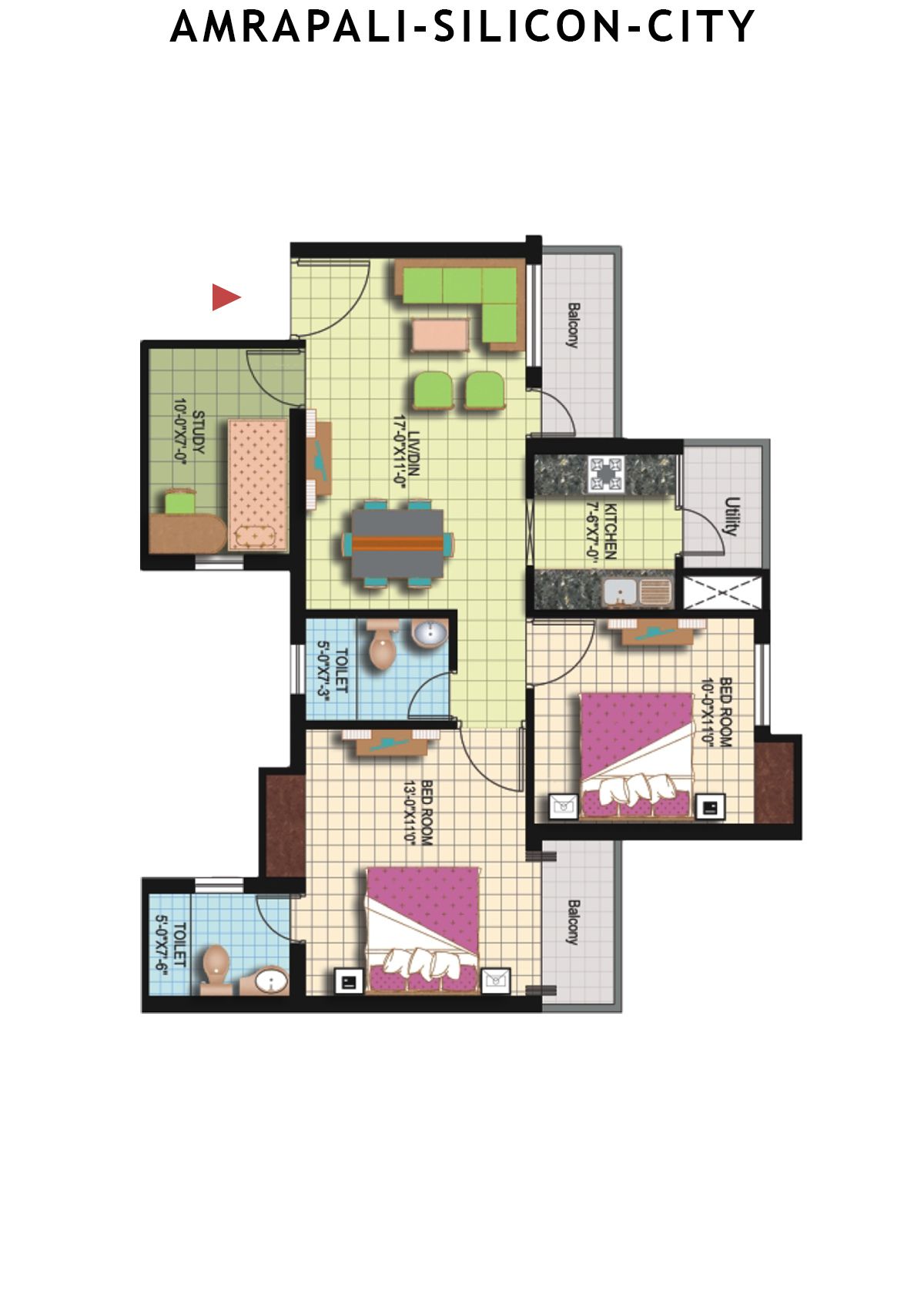 Amrapali Silicon City Tower A Unit 1 Floor Plan