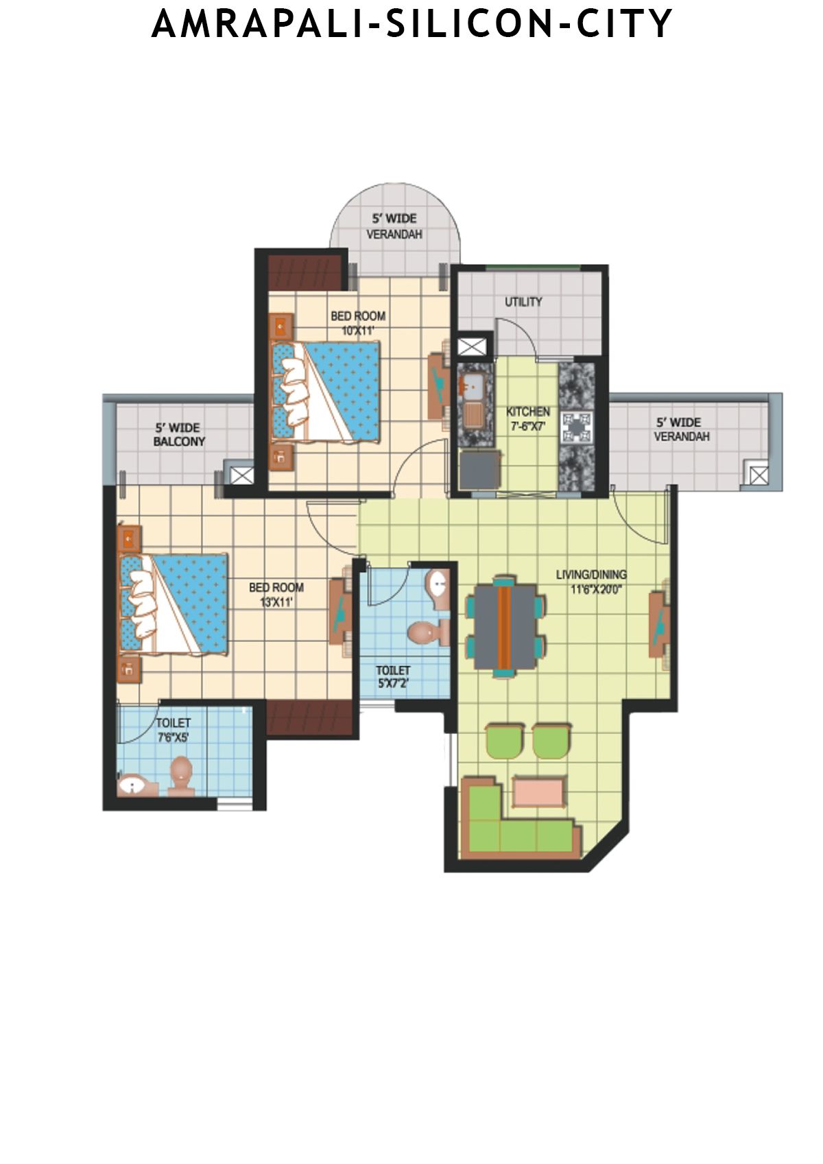Amrapali Silicon City Tower J Unit 5 Floor Plan