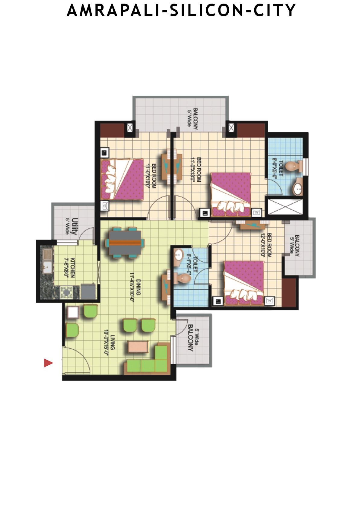 Amrapali Silicon City Tower D Unit 3 Floor Plan