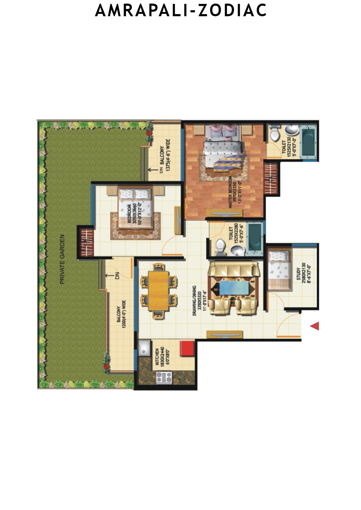 Amrapali Zodiac Tower B Unit 1 Floor Plan