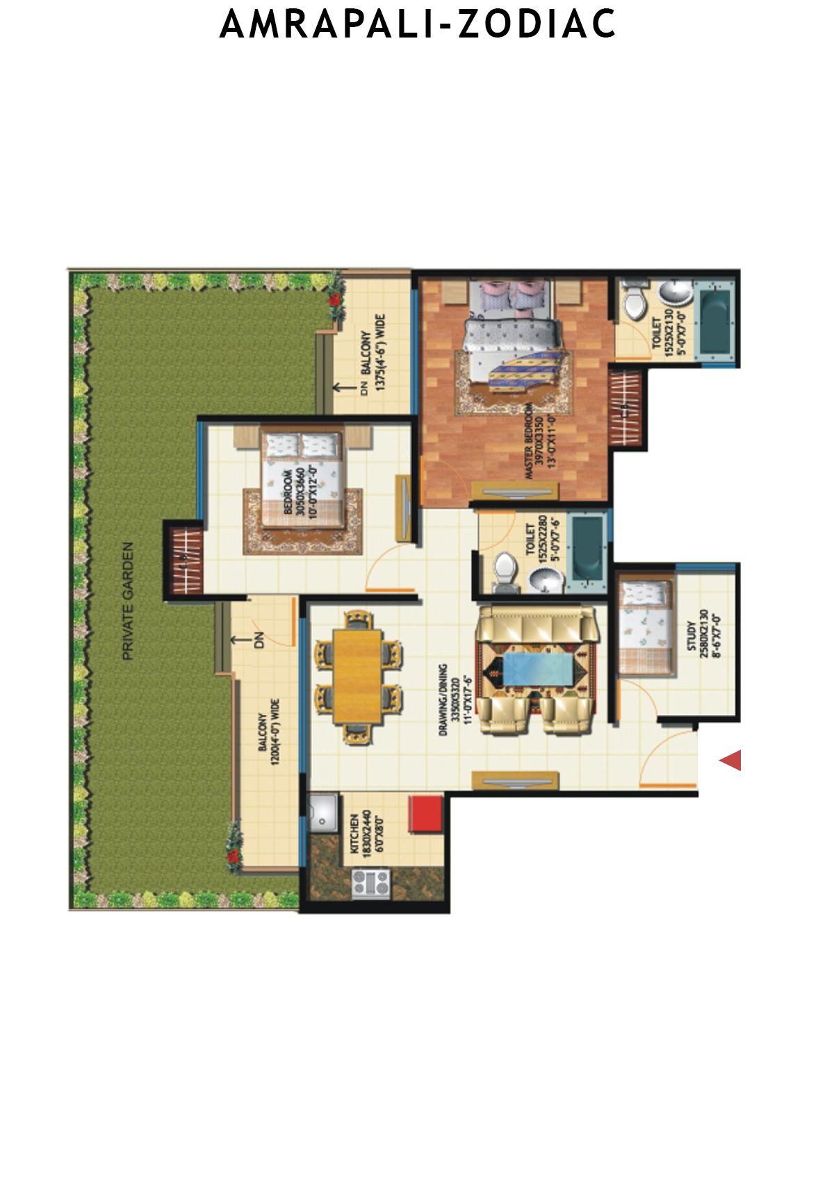 Amrapali Zodiac Tower C Unit 2 Floor Plan