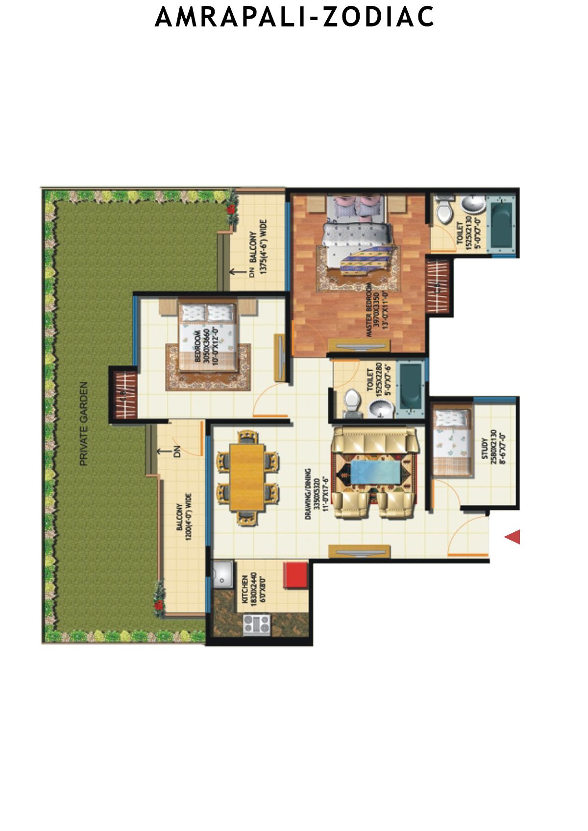 Amrapali Zodiac Tower D Unit 2 Floor Plan