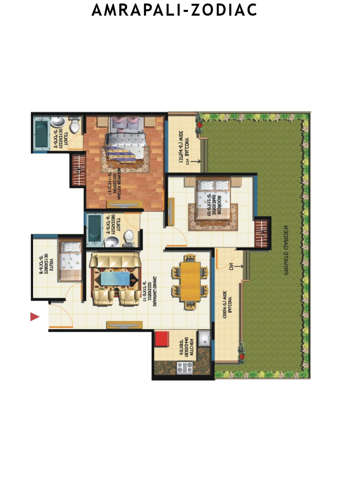 Amrapali Zodiac Tower D Unit 3 Floor Plan