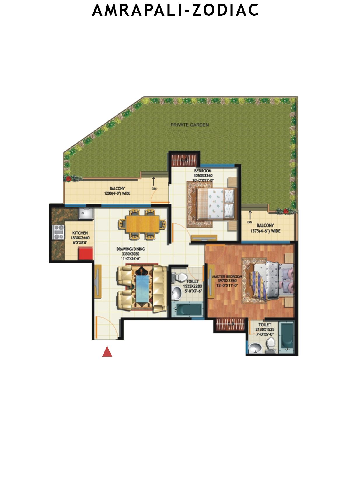 Amrapali Zodiac Tower F Unit 4 Floor Plan