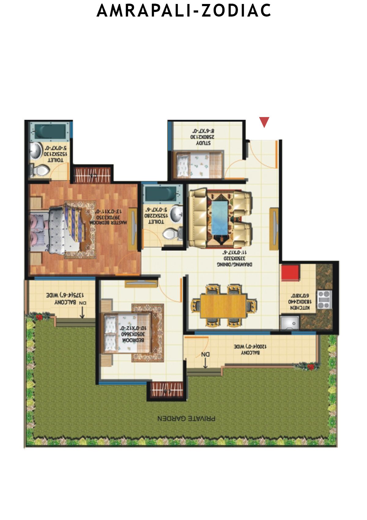 Amrapali Zodiac Tower H Unit 2 Floor Plan