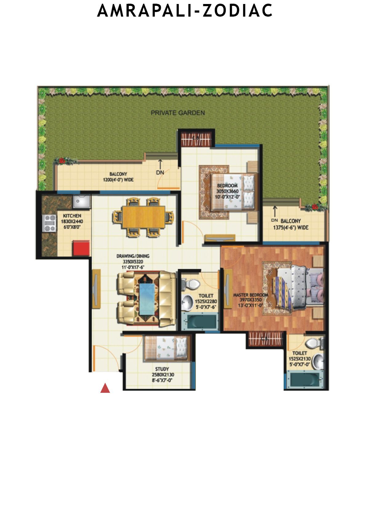 Amrapali Zodiac Tower L Unit 4 Floor Plan