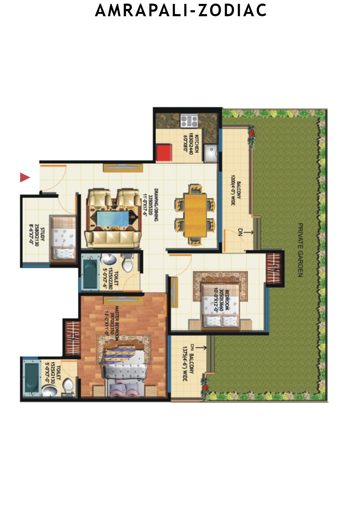 Amrapali Zodiac Tower N Unit 1 Floor Plan