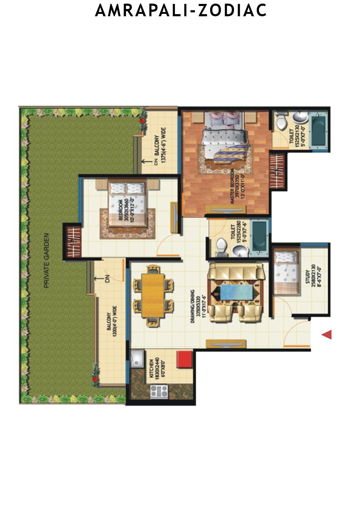 Amrapali Zodiac Tower O Unit 2 Floor Plan