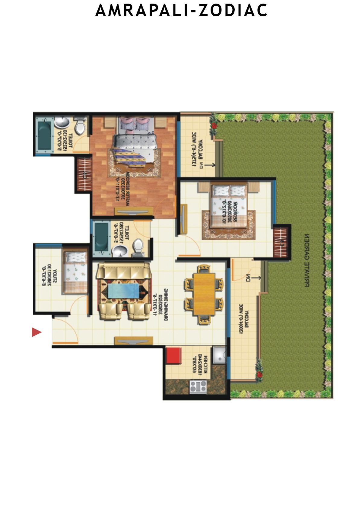 Amrapali Zodiac Tower P Unit 3 Floor Plan