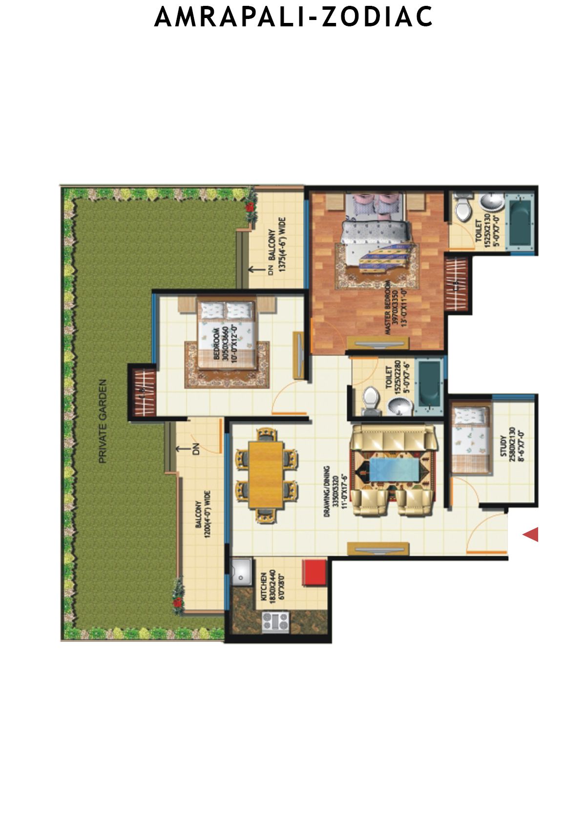 Amrapali Zodiac Tower Q Unit 1 Floor Plan