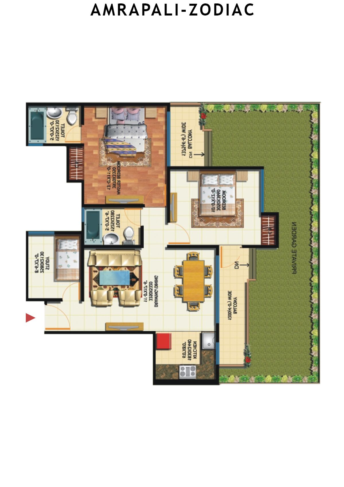 Amrapali Zodiac Tower Q Unit 2 Floor Plan