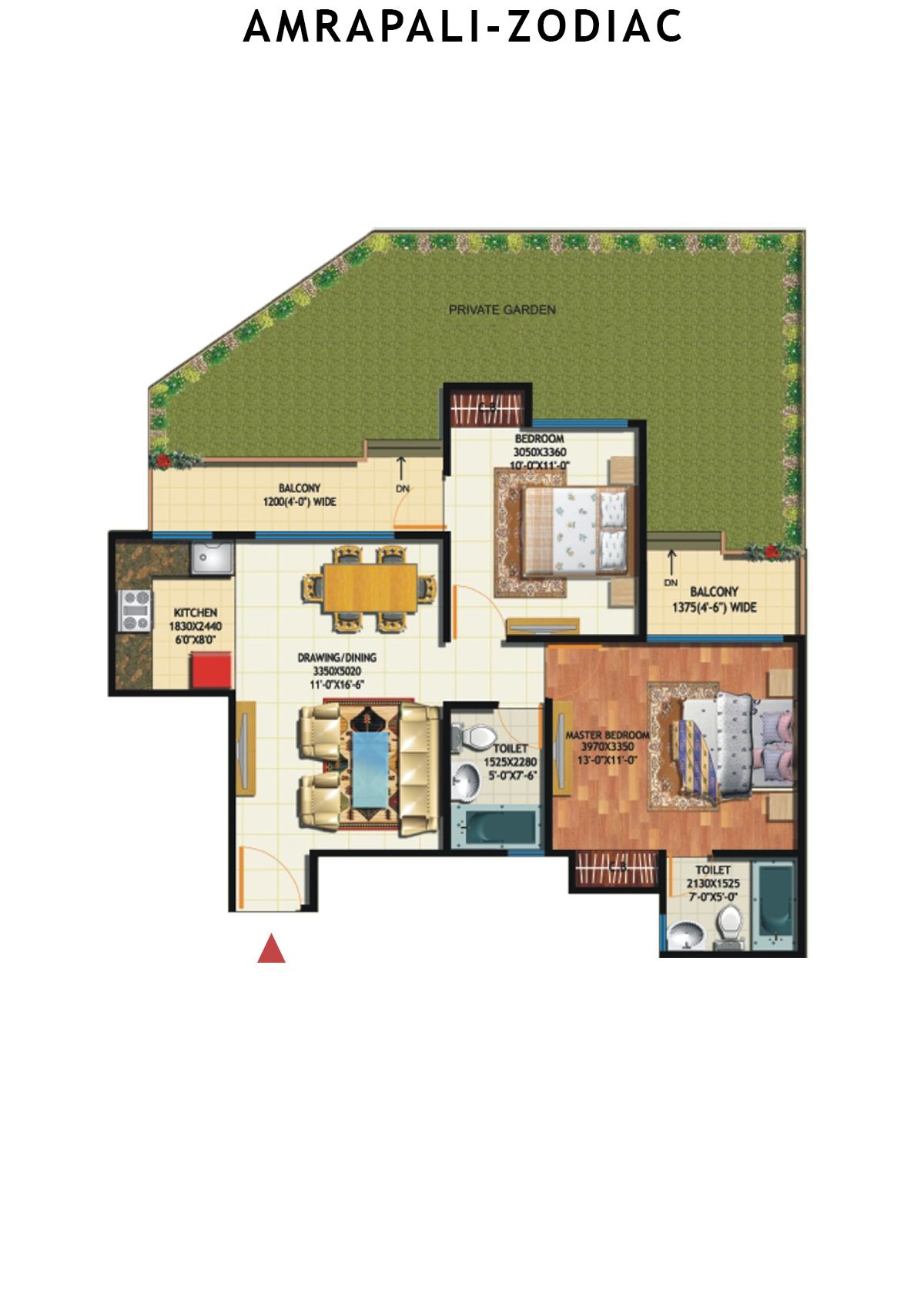 Amrapali Zodiac Tower Q Unit 3 Floor Plan