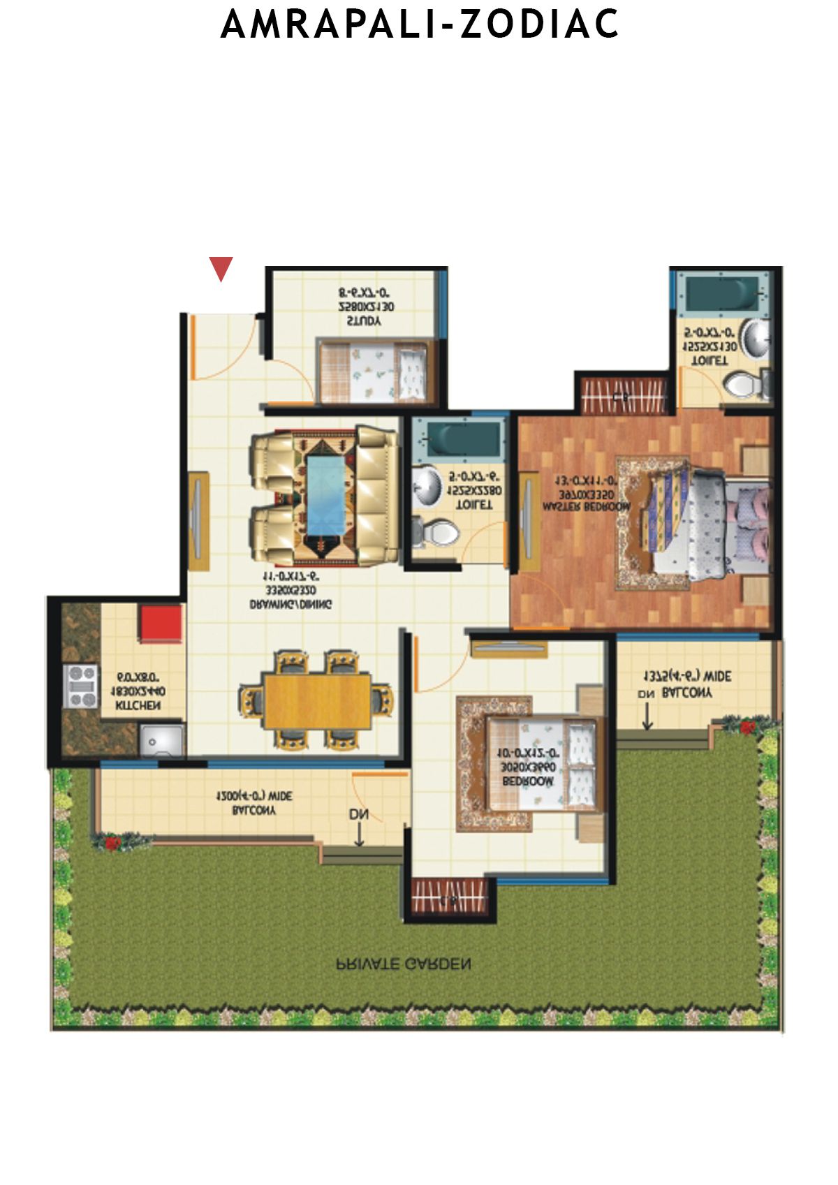 Amrapali Zodiac Tower T Unit 3 Floor Plan