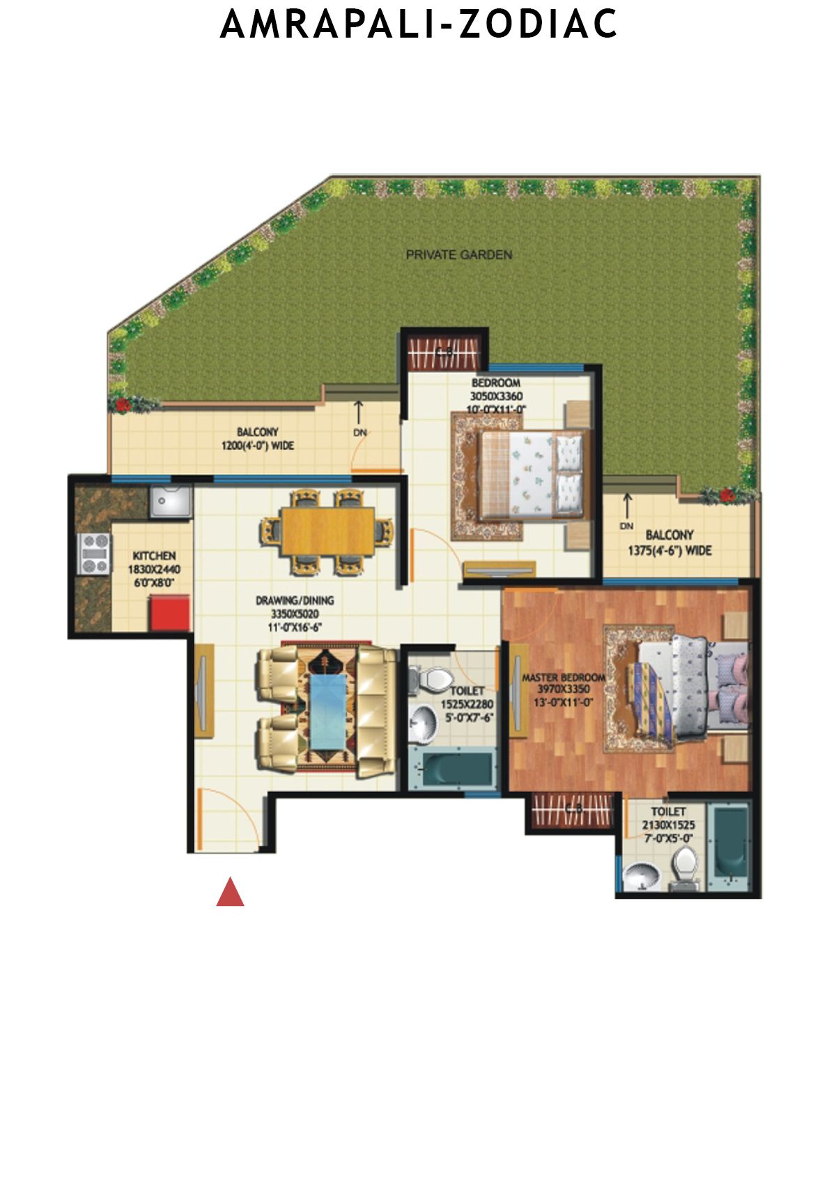 Amrapali Zodiac Tower U Unit 2 Floor Plan