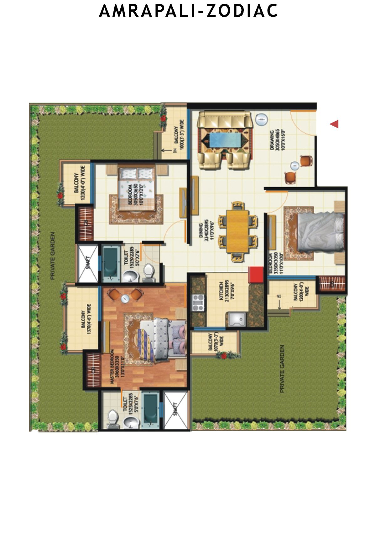 Amrapali Zodiac Tower A Unit 5 Floor Plan