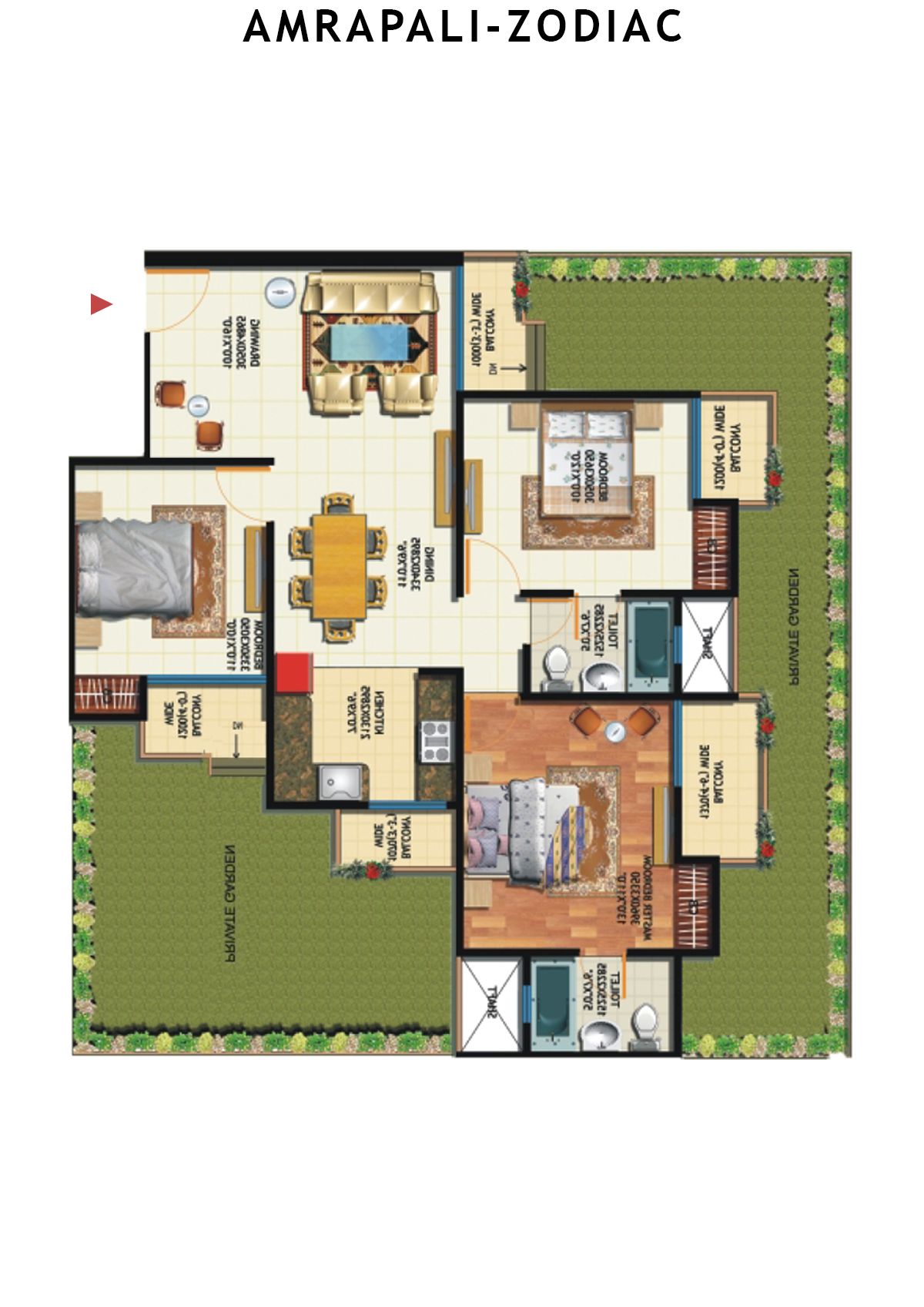 Amrapali Zodiac Tower B Unit 3 Floor Plan