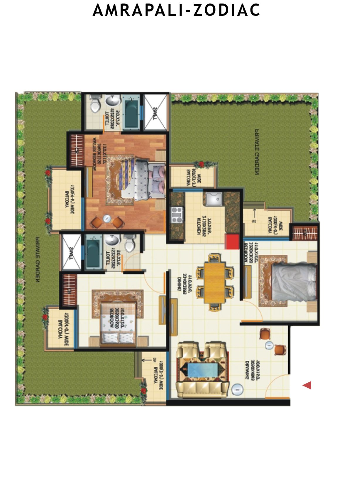 Amrapali Zodiac Tower F Unit 2 Floor Plan