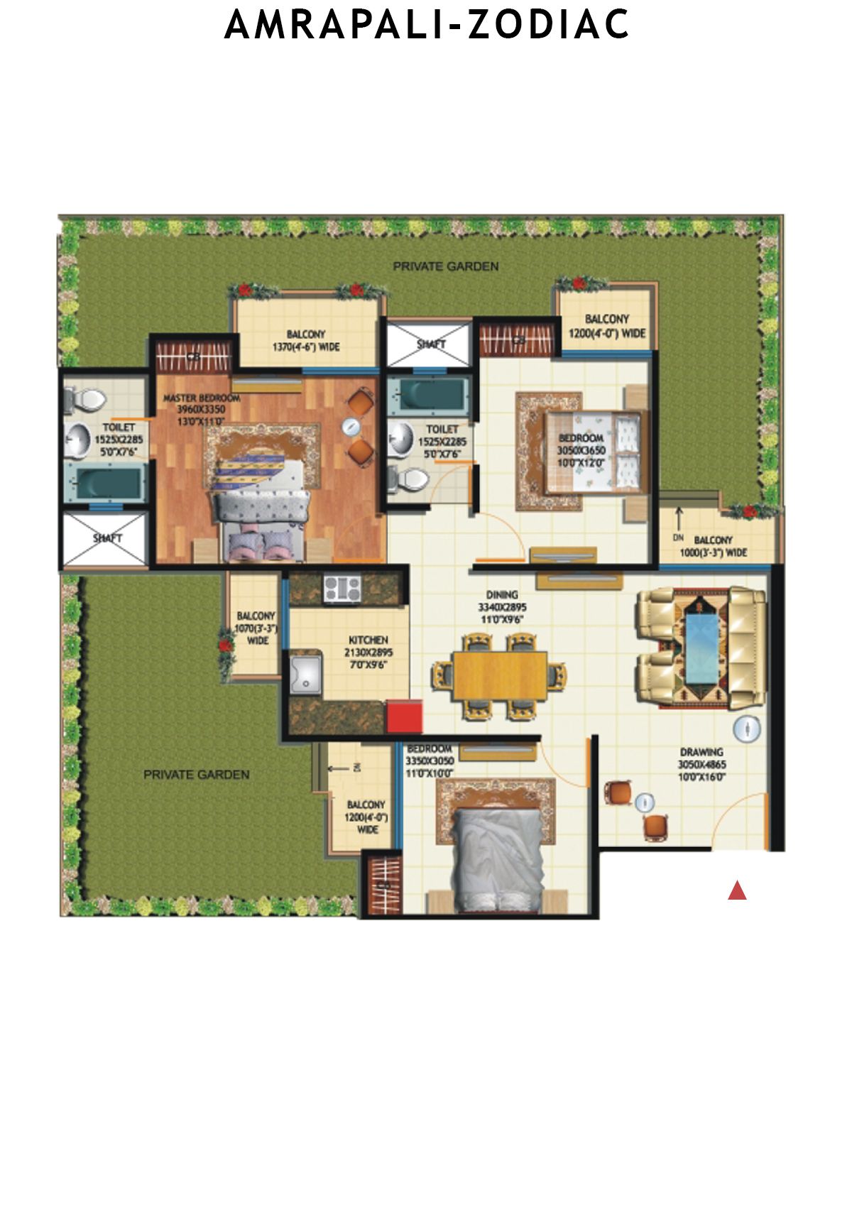 Amrapali Zodiac Tower F Unit 3 Floor Plan