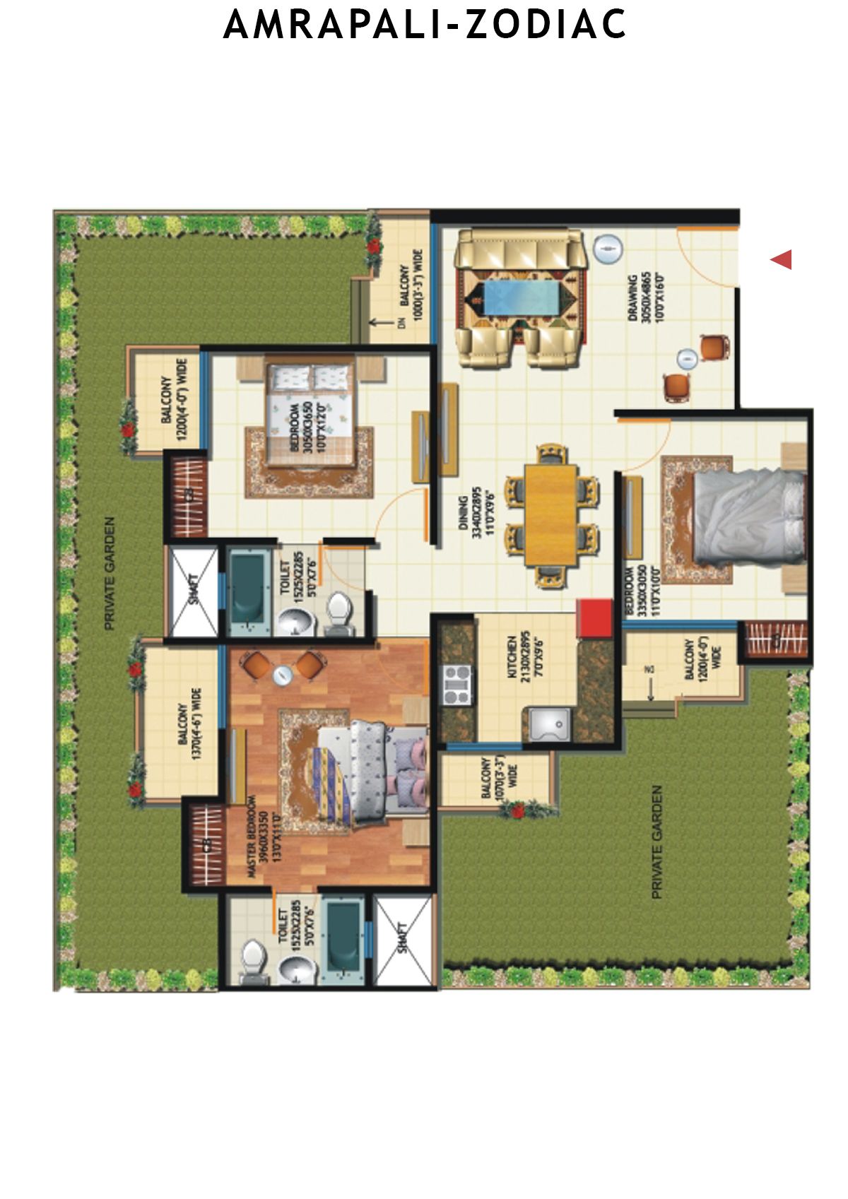 Amrapali Zodiac Tower M Unit 1 Floor Plan