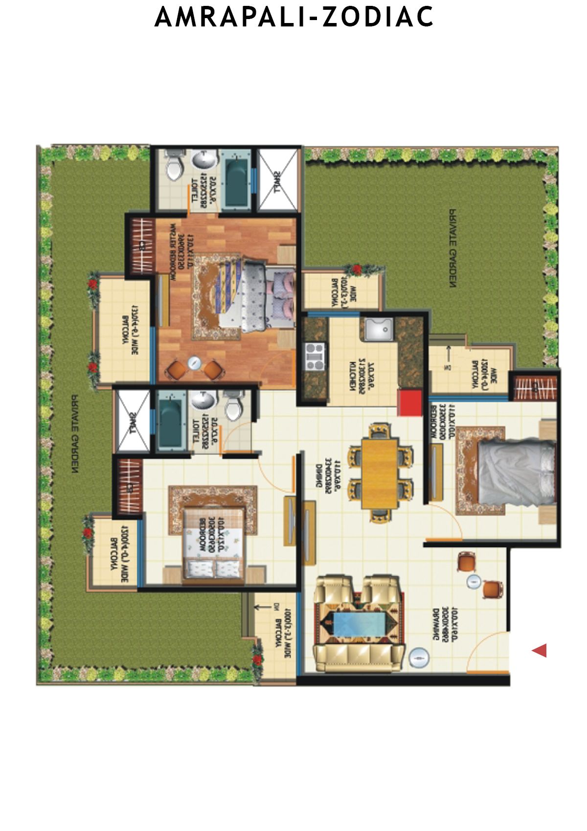 Amrapali Zodiac Tower N Unit 3 Floor Plan