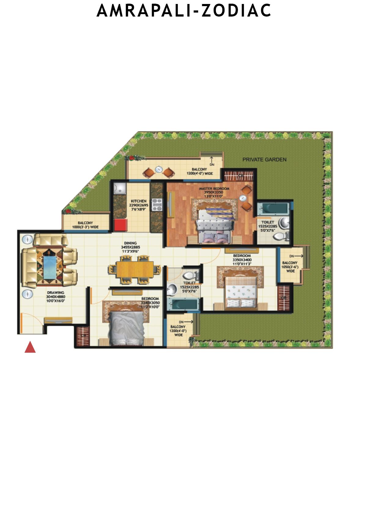 Amrapali Zodiac Tower O Unit 4 Floor Plan