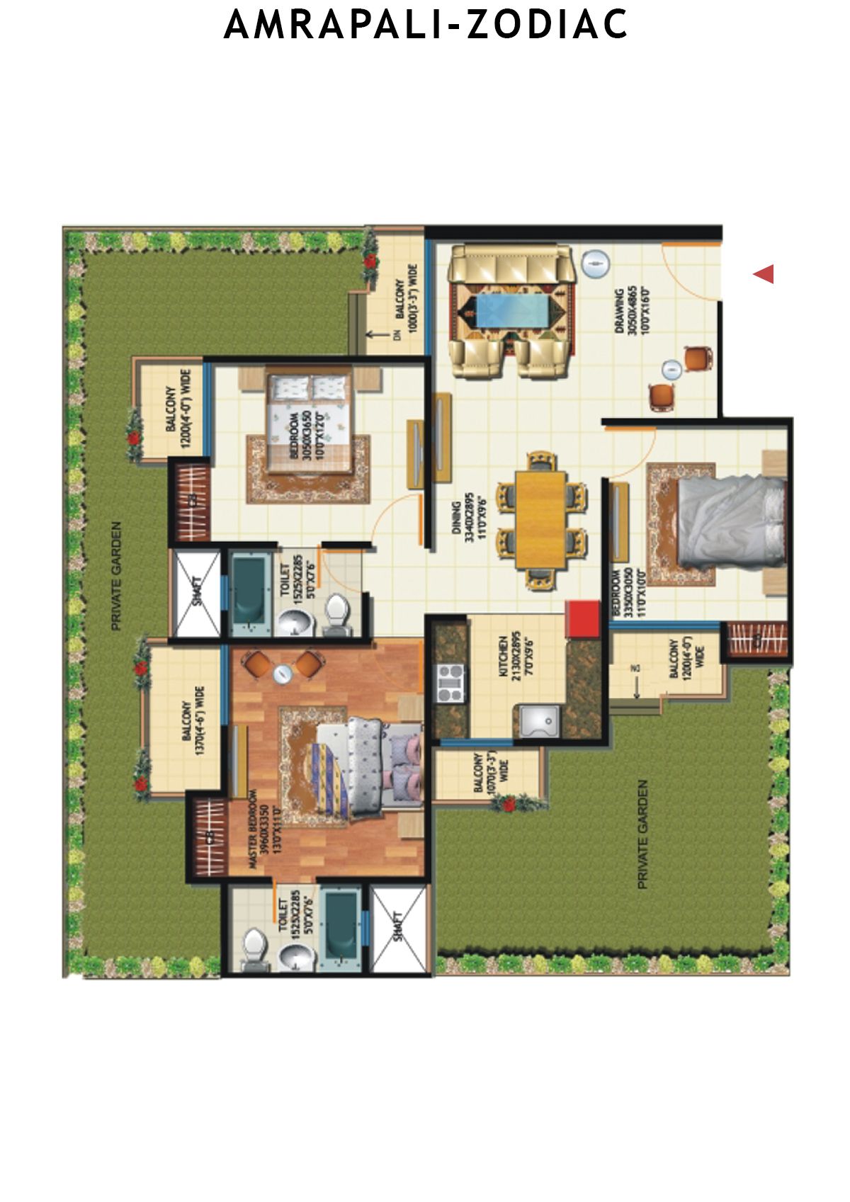 Amrapali Zodiac Tower Q Unit 6 Floor Plan