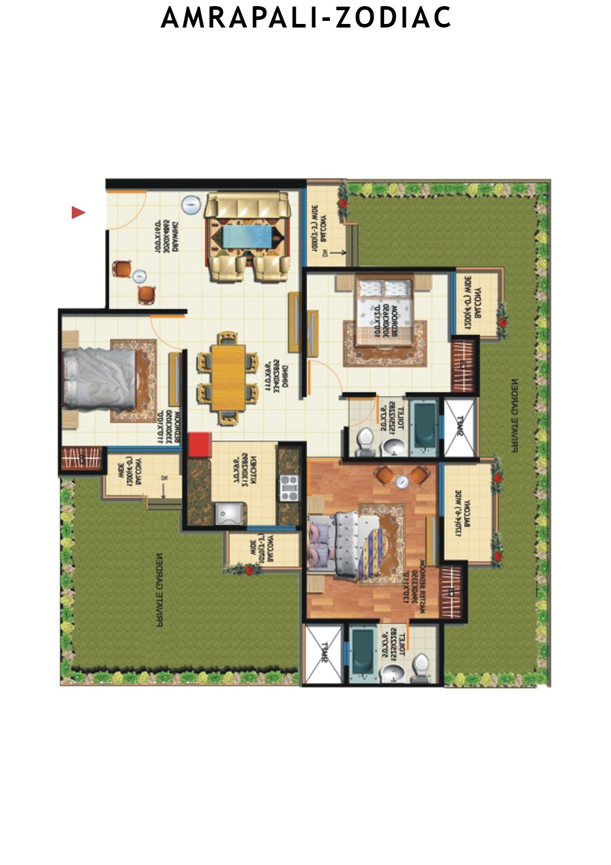 Amrapali Zodiac Tower R Unit 2 Floor Plan