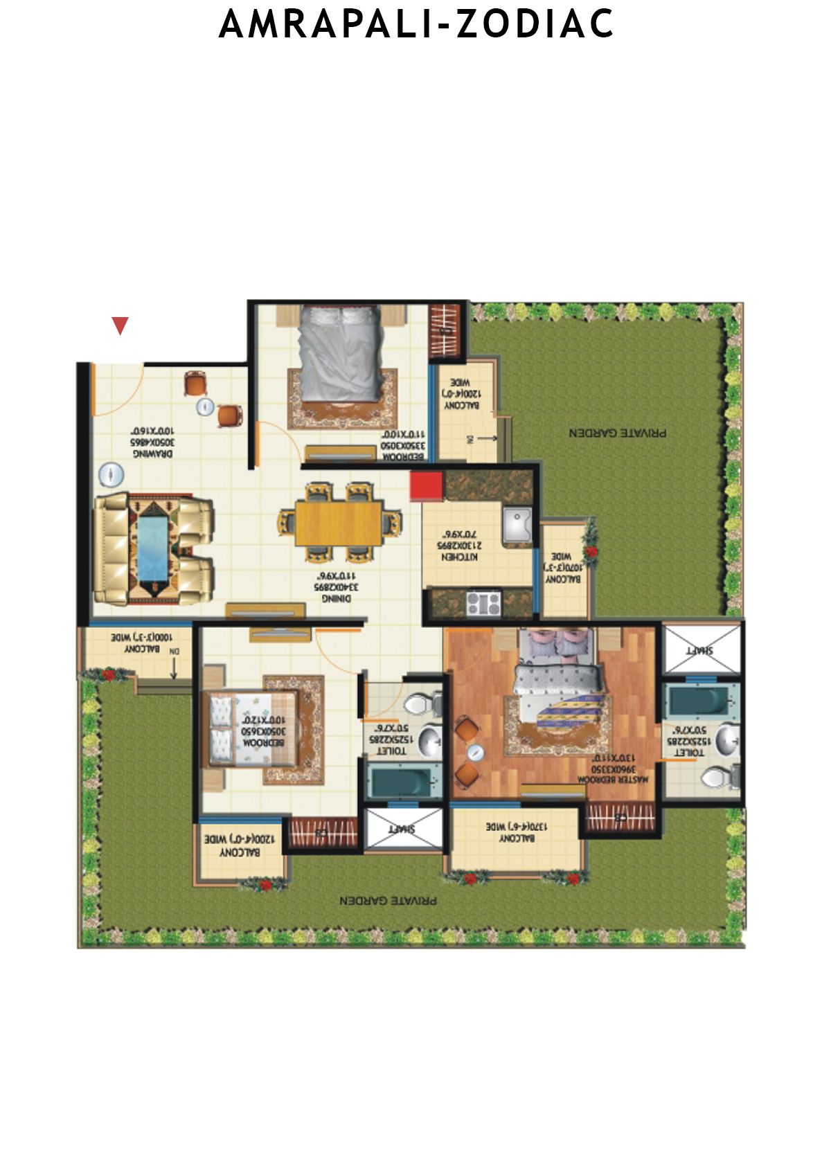 Amrapali Zodiac Tower R Unit 3 Floor Plan
