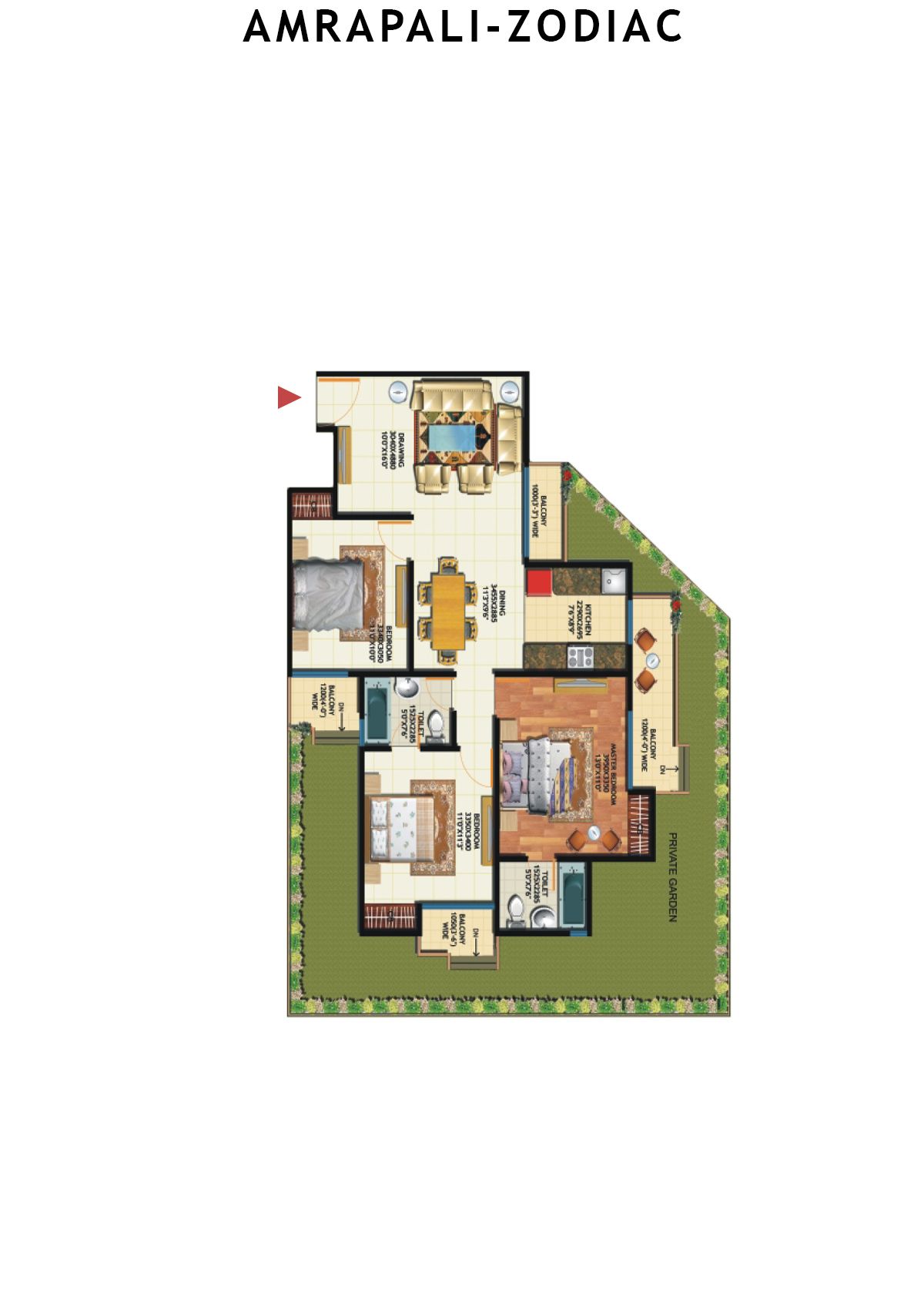 Amrapali Zodiac Tower U Unit 4 Floor Plan