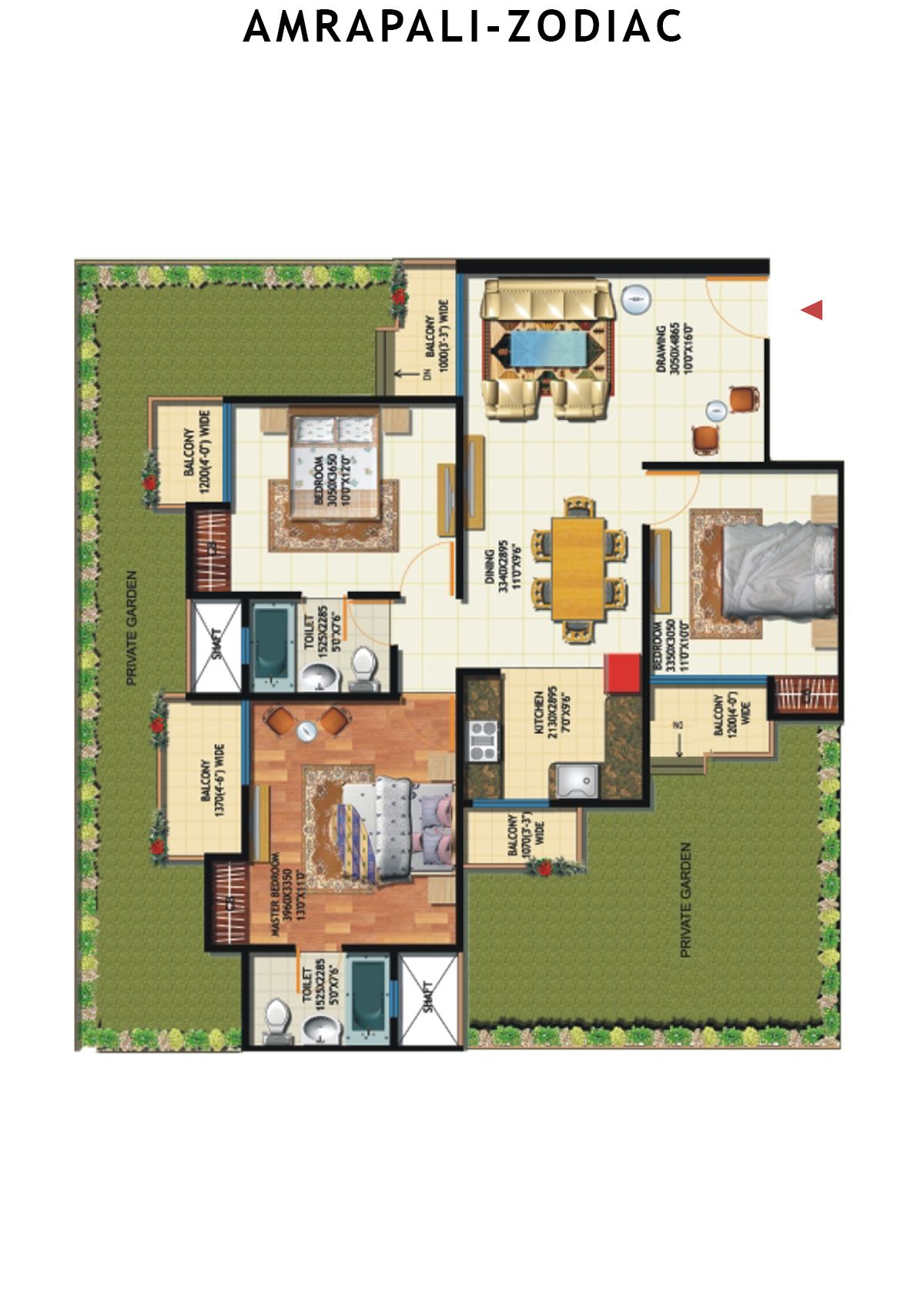 Amrapali Zodiac Tower W Unit 1 Floor Plan