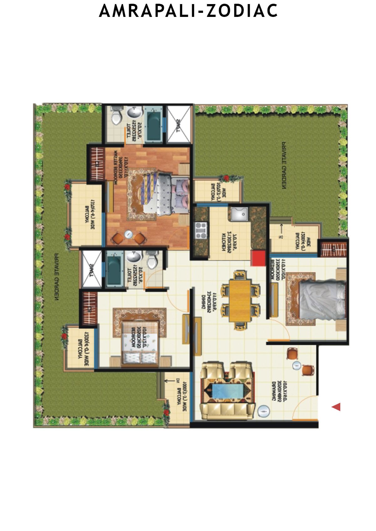 Amrapali Zodiac Tower W Unit 2 Floor Plan