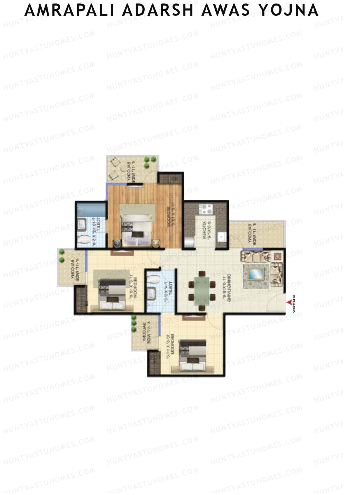 Amrapali Adarsh Awas Yojna Tower J2 Unit 5 Floor Plan
