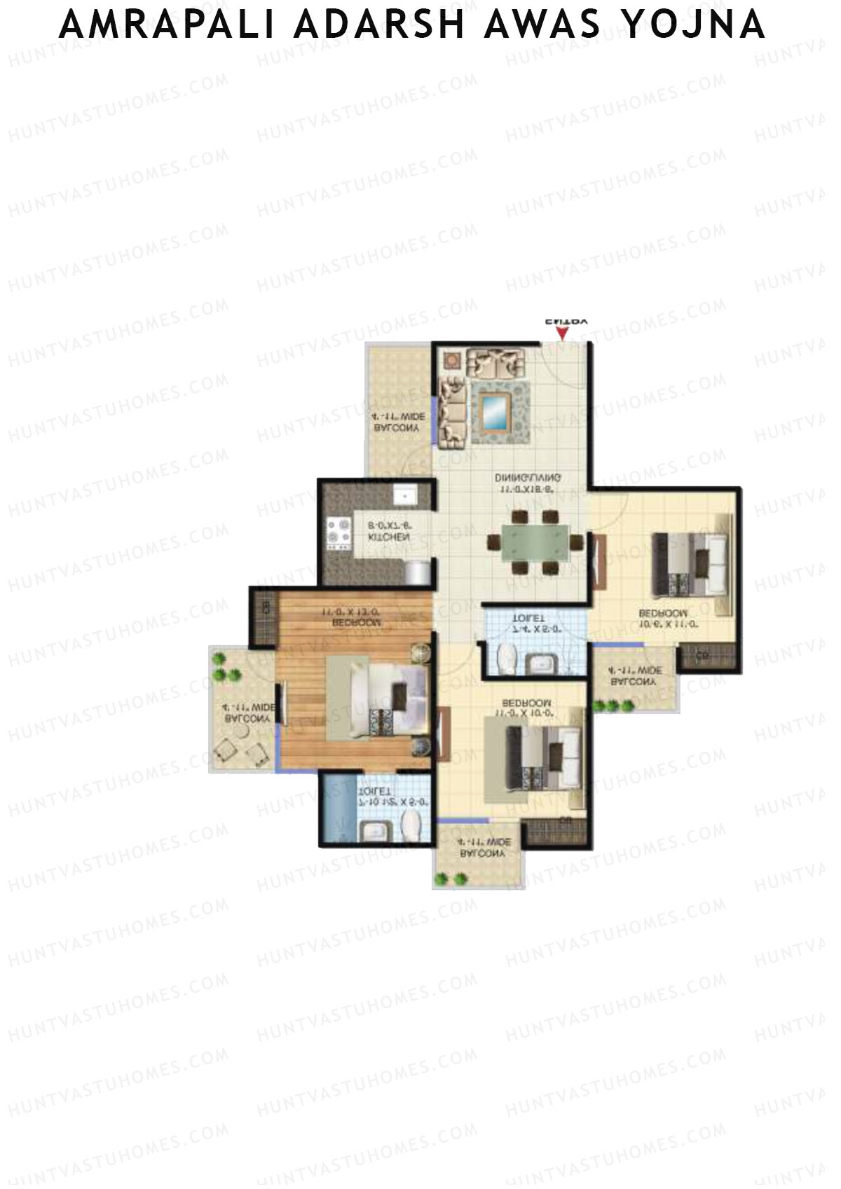 Amrapali Adarsh Awas Yojna Block D1 Unit 3 Floor Plan