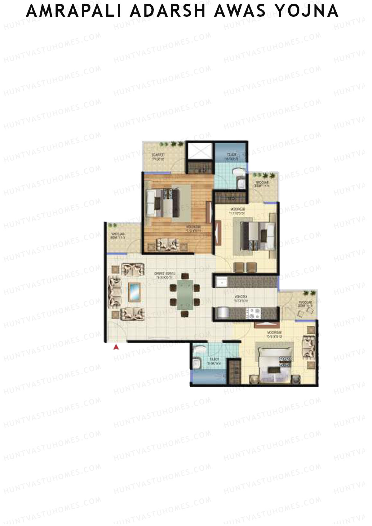 Amrapali Adarsh Awas Yojna Tower D Unit 2 Floor Plan
